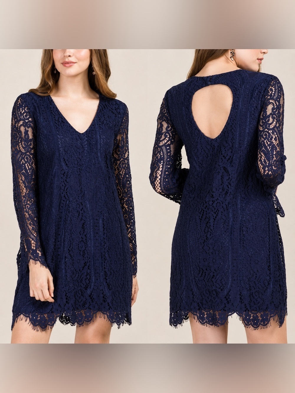 Francesca's Navy Blue Lace Cocktail Party Dress M